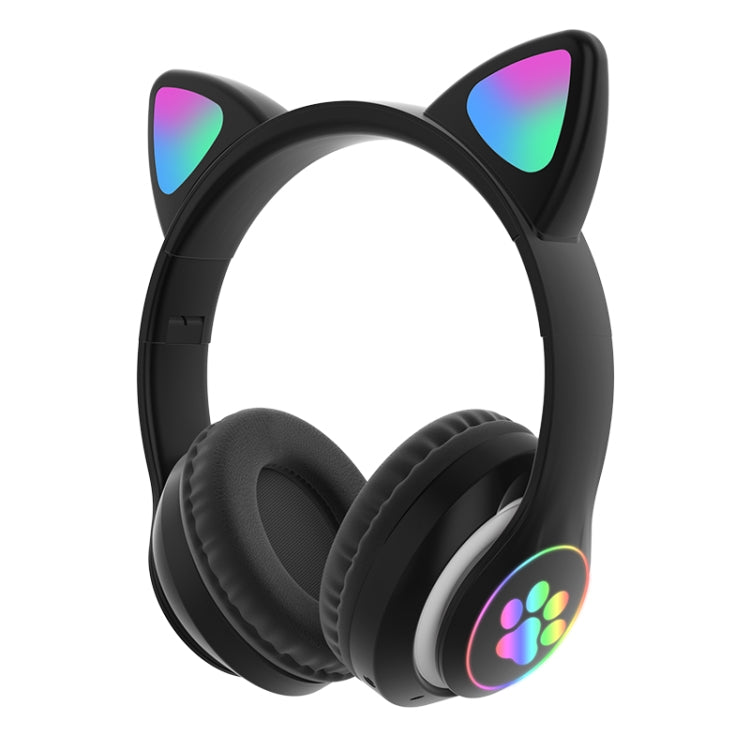 T&G TN-28 3.5mm Bluetooth 5.0 Dual Connection RGB Cat Ear Bass Stereo Noise-cancelling Headphones Support TF Card With Mic(Black) - HoMEdemic™ 