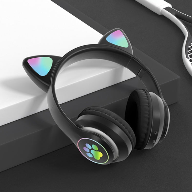 T&G TN-28 3.5mm Bluetooth 5.0 Dual Connection RGB Cat Ear Bass Stereo Noise-cancelling Headphones Support TF Card With Mic(Black) - HoMEdemic™ 