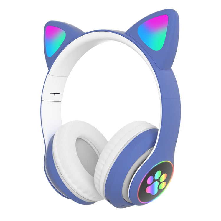 T&G TN-28 3.5mm Bluetooth 5.0 Dual Connection RGB Cat Ear Bass Stereo Noise-cancelling Headphones Support TF Card With Mic(Blue) - HoMEdemic™ 