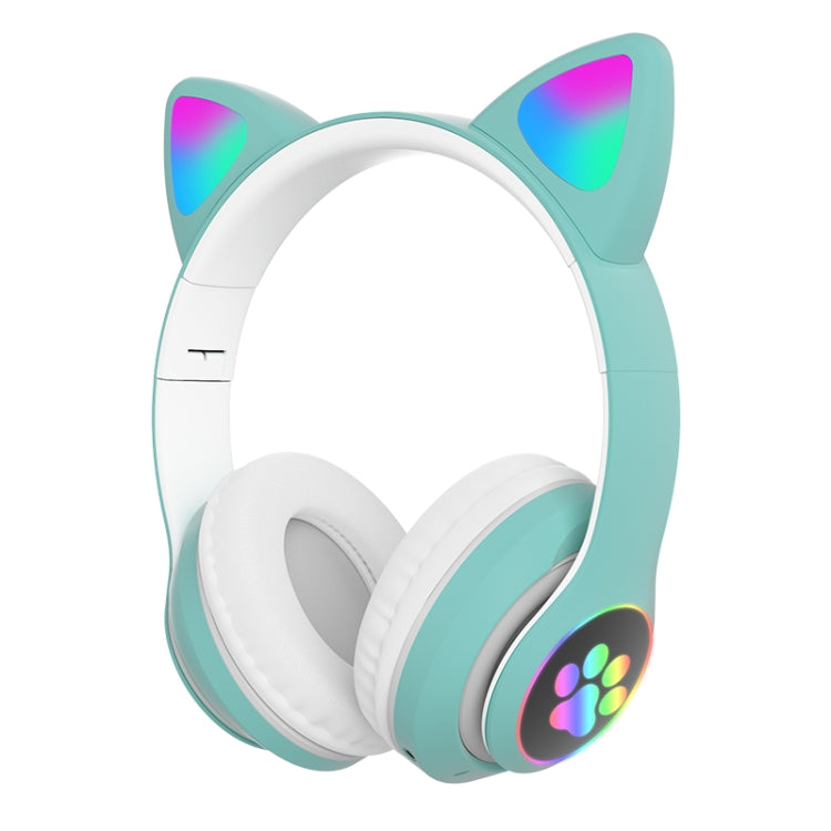 T&G TN-28 3.5mm Bluetooth 5.0 Dual Connection RGB Cat Ear Bass Stereo Noise-cancelling Headphones Support TF Card With Mic(Green) - HoMEdemic™ 