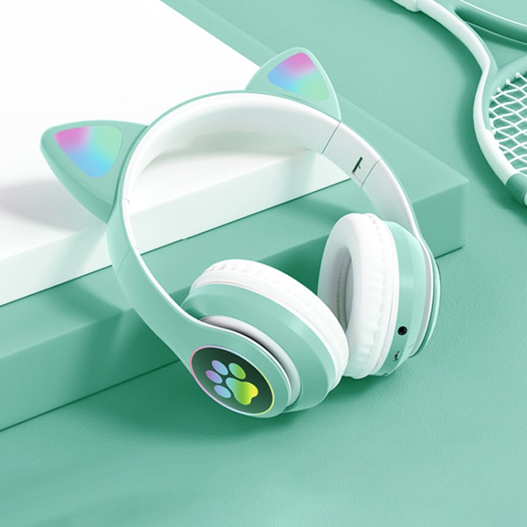 T&G TN-28 3.5mm Bluetooth 5.0 Dual Connection RGB Cat Ear Bass Stereo Noise-cancelling Headphones Support TF Card With Mic(Green) - HoMEdemic™ 