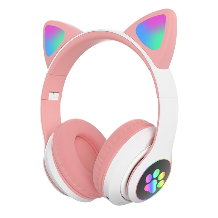 T&G TN-28 3.5mm Bluetooth 5.0 Dual Connection RGB Cat Ear Bass Stereo Noise-cancelling Headphones Support TF Card With Mic(Pink) - HoMEdemic™ 