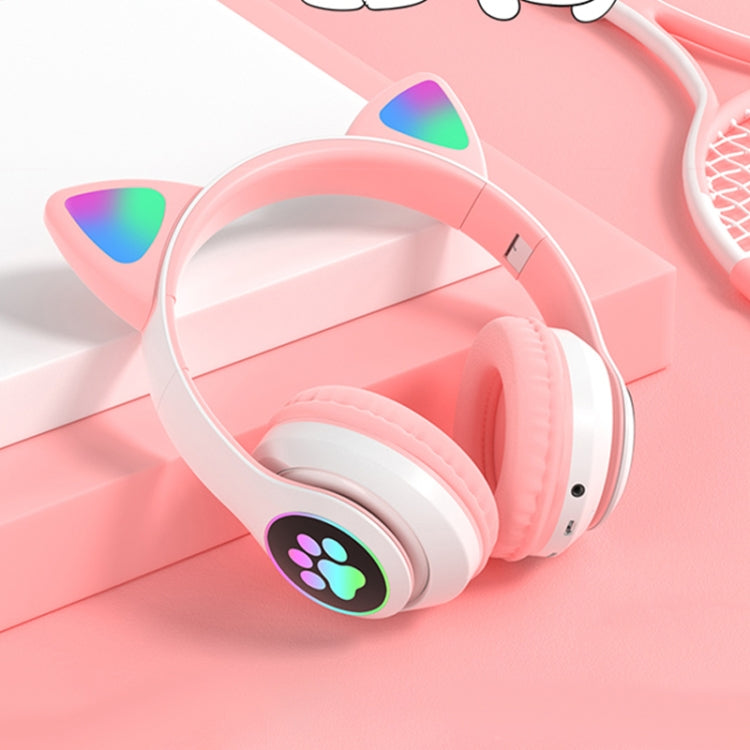 T&G TN-28 3.5mm Bluetooth 5.0 Dual Connection RGB Cat Ear Bass Stereo Noise-cancelling Headphones Support TF Card With Mic(Pink) - HoMEdemic™ 