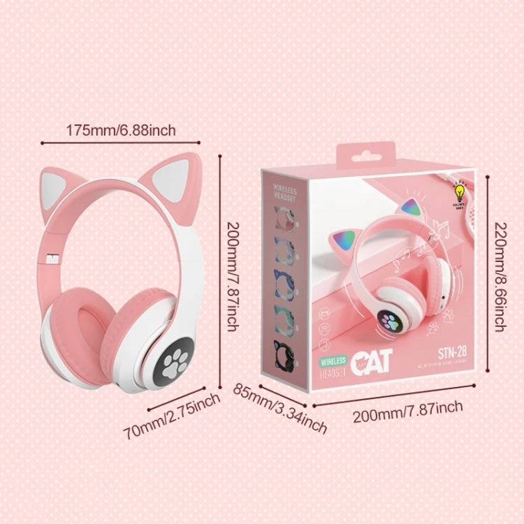 T&G TN-28 3.5mm Bluetooth 5.0 Dual Connection RGB Cat Ear Bass Stereo Noise-cancelling Headphones Support TF Card With Mic(Purple) - HoMEdemic™ 