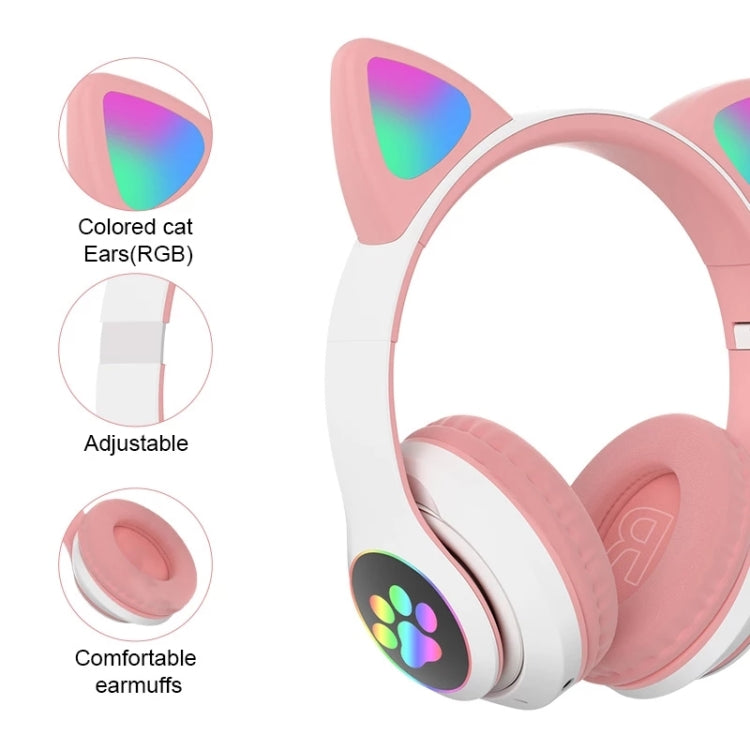 T&G TN-28 3.5mm Bluetooth 5.0 Dual Connection RGB Cat Ear Bass Stereo Noise-cancelling Headphones Support TF Card With Mic(Green) - HoMEdemic™ 