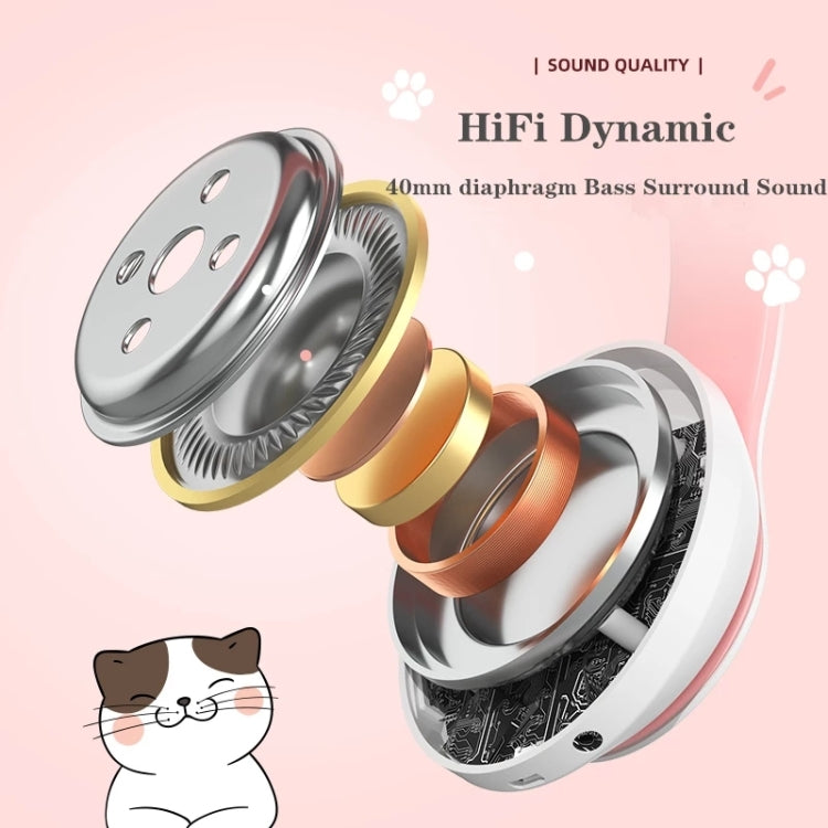 T&G TN-28 3.5mm Bluetooth 5.0 Dual Connection RGB Cat Ear Bass Stereo Noise-cancelling Headphones Support TF Card With Mic(Pink) - HoMEdemic™ 