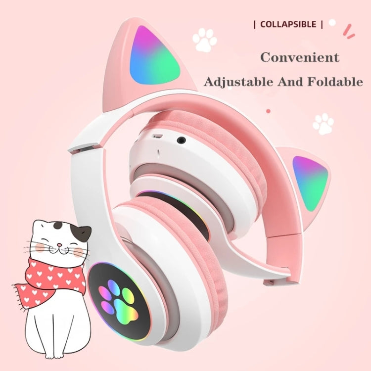 T&G TN-28 3.5mm Bluetooth 5.0 Dual Connection RGB Cat Ear Bass Stereo Noise-cancelling Headphones Support TF Card With Mic(Green) - HoMEdemic™ 