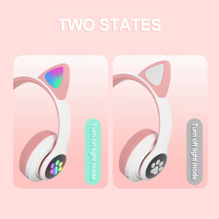T&G TN-28 3.5mm Bluetooth 5.0 Dual Connection RGB Cat Ear Bass Stereo Noise-cancelling Headphones Support TF Card With Mic(Pink) - HoMEdemic™ 