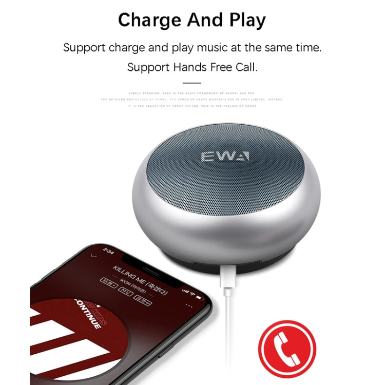 EWA A110 IPX5 Waterproof Portable Mini Metal Wireless Bluetooth Speaker Supports 3.5mm Audio & 32GB TF Card & Calls(Silver) - HoMEdemic™ 
