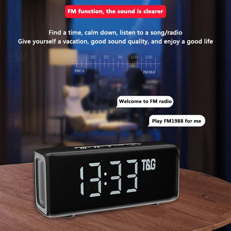 T&G TG174 TWS Mmirror Bluetooth Speaker, Support Alarm Clock / Time & Temperature Display / Micro SD Card / FM / MP3(Black) - HoMEdemic™ 