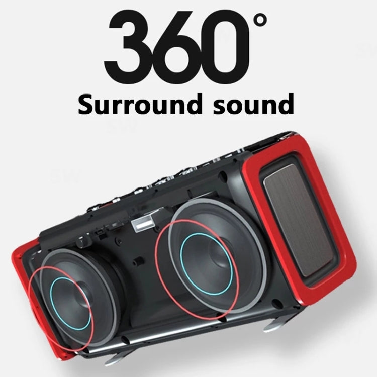 T&G TG174 TWS Mmirror Bluetooth Speaker, Support Alarm Clock / Time & Temperature Display / Micro SD Card / FM / MP3(Red) - HoMEdemic™ 