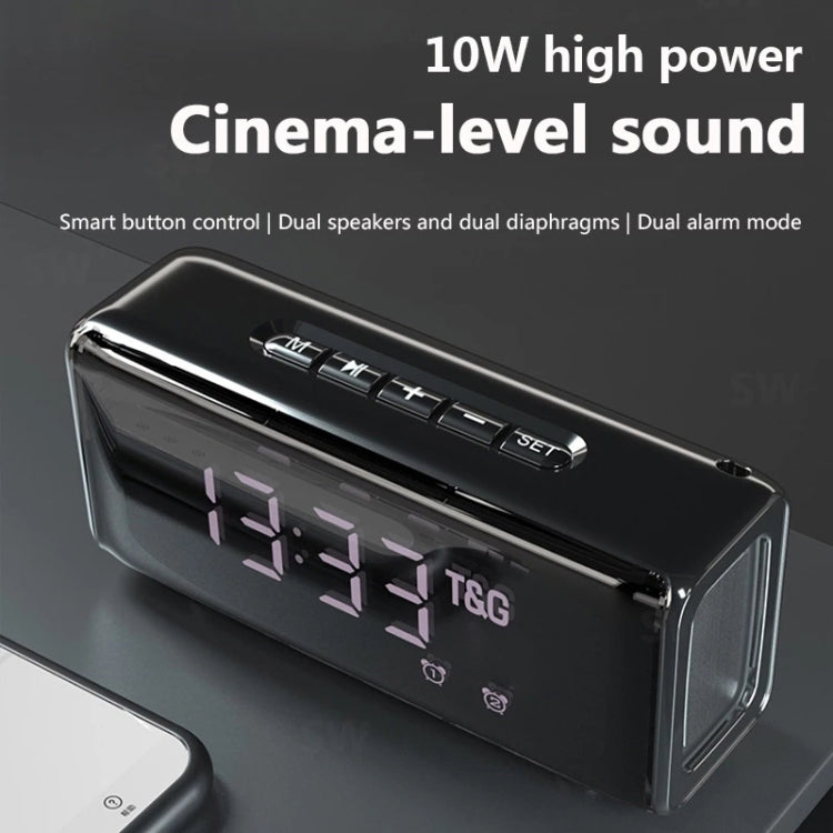 T&G TG174 TWS Mmirror Bluetooth Speaker, Support Alarm Clock / Time & Temperature Display / Micro SD Card / FM / MP3(Red) - HoMEdemic™ 