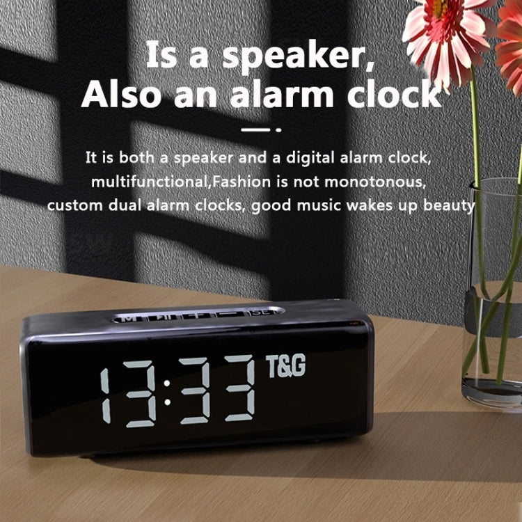T&G TG174 TWS Mmirror Bluetooth Speaker, Support Alarm Clock / Time & Temperature Display / Micro SD Card / FM / MP3(Red) - HoMEdemic™ 