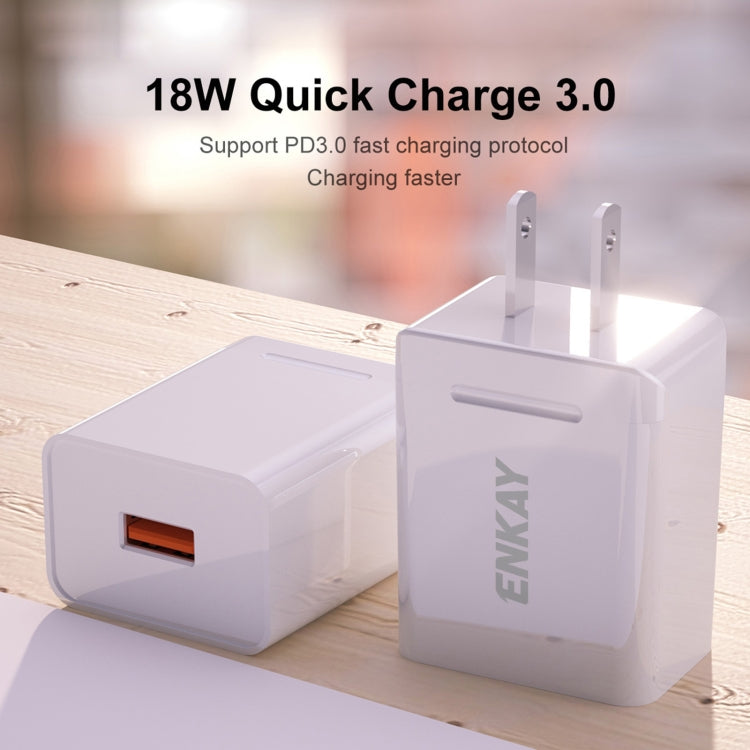 ENKAY Hat-Prince U036 18W USB QC3.0 Fast Charging Travel Charger Power Adapter, US Plug - HoMEdemic™ 