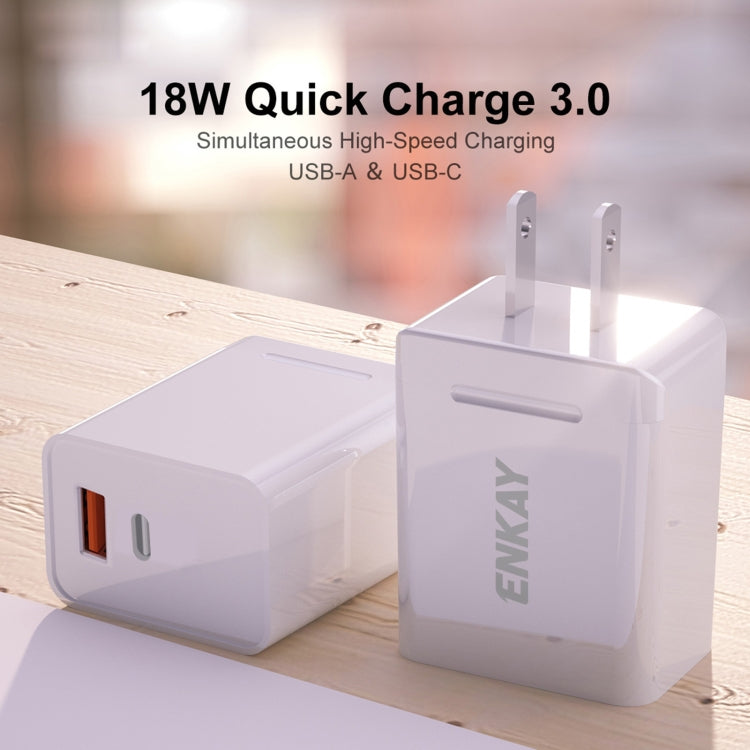 ENKAY Hat-Prince U033 18W 3A PD+QC 3.0 Fast Charging Travel Charger Power Adapter, US Plug - HoMEdemic™ 
