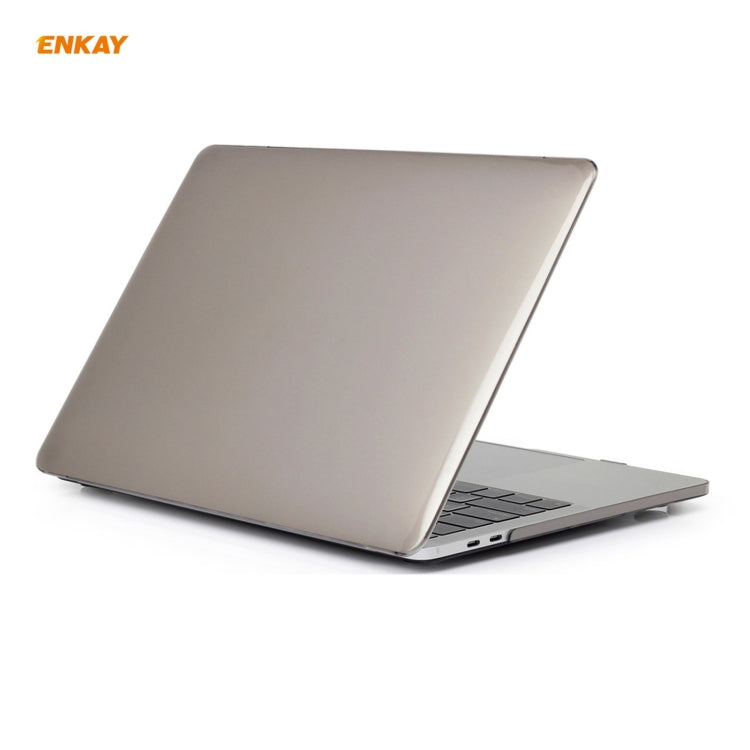 ENKAY 3 in 1 Crystal Laptop Protective Case + EU Version TPU Keyboard Film + Anti-dust Plugs Set for MacBook Pro 13.3 inch A1706 / A1989 / A2159 (with Touch Bar)(Grey) - HoMEdemic™ 