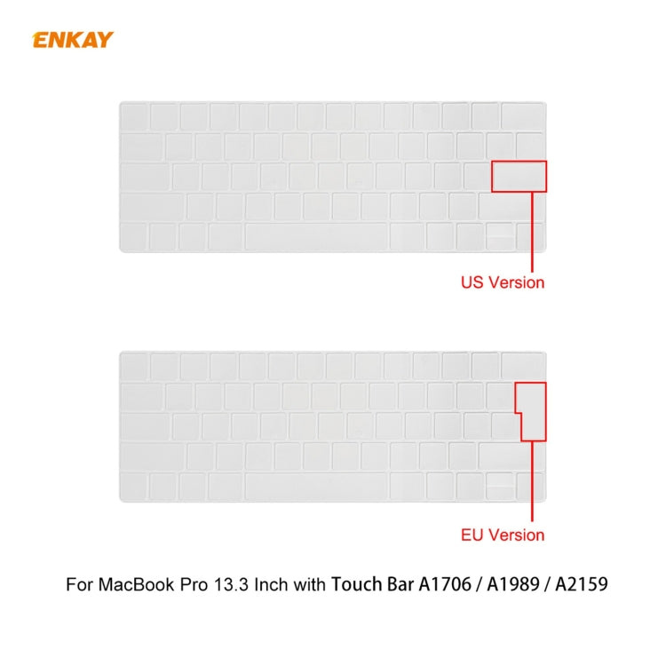ENKAY 3 in 1 Crystal Laptop Protective Case + EU Version TPU Keyboard Film + Anti-dust Plugs Set for MacBook Pro 13.3 inch A1706 / A1989 / A2159 (with Touch Bar)(Light Blue) - HoMEdemic™ 