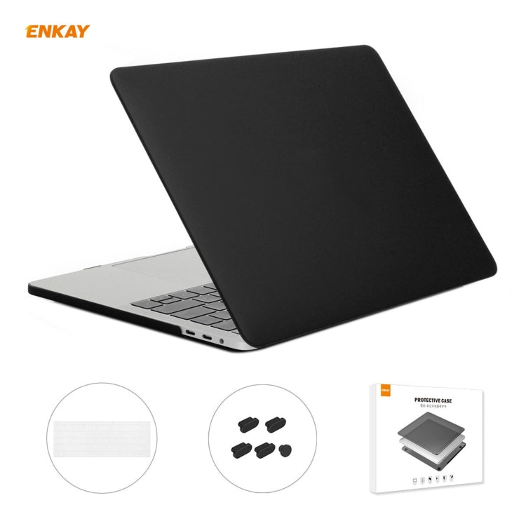 ENKAY 3 in 1 Matte Laptop Protective Case + EU Version TPU Keyboard Film + Anti-dust Plugs Set for MacBook Pro 15.4 inch A1707 & A1990 (with Touch Bar)(Black) - HoMEdemic™ 