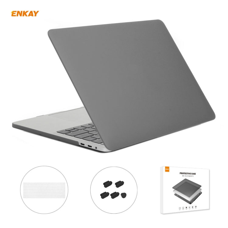 ENKAY 3 in 1 Matte Laptop Protective Case + EU Version TPU Keyboard Film + Anti-dust Plugs Set for MacBook Pro 15.4 inch A1707 & A1990 (with Touch Bar)(Grey) - HoMEdemic™ 