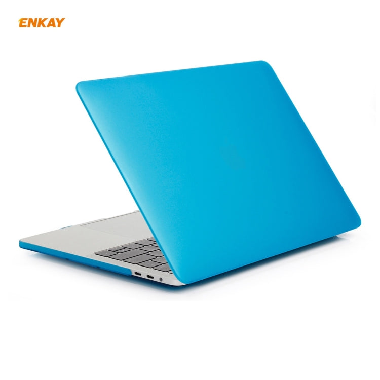 ENKAY 3 in 1 Matte Laptop Protective Case + EU Version TPU Keyboard Film + Anti-dust Plugs Set for MacBook Pro 15.4 inch A1707 & A1990 (with Touch Bar)(Light Blue) - HoMEdemic™ 