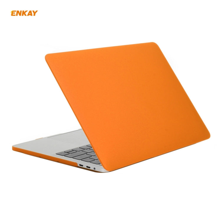 ENKAY 3 in 1 Matte Laptop Protective Case + EU Version TPU Keyboard Film + Anti-dust Plugs Set for MacBook Pro 15.4 inch A1707 & A1990 (with Touch Bar)(Orange) - HoMEdemic™ 