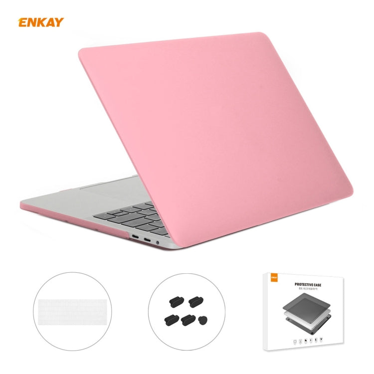 ENKAY 3 in 1 Matte Laptop Protective Case + EU Version TPU Keyboard Film + Anti-dust Plugs Set for MacBook Pro 15.4 inch A1707 & A1990 (with Touch Bar)(Pink) - HoMEdemic™ 