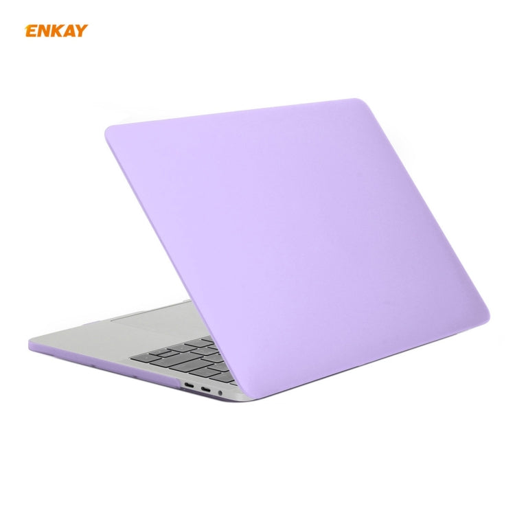 ENKAY 3 in 1 Matte Laptop Protective Case + EU Version TPU Keyboard Film + Anti-dust Plugs Set for MacBook Pro 15.4 inch A1707 & A1990 (with Touch Bar)(Purple) - HoMEdemic™ 