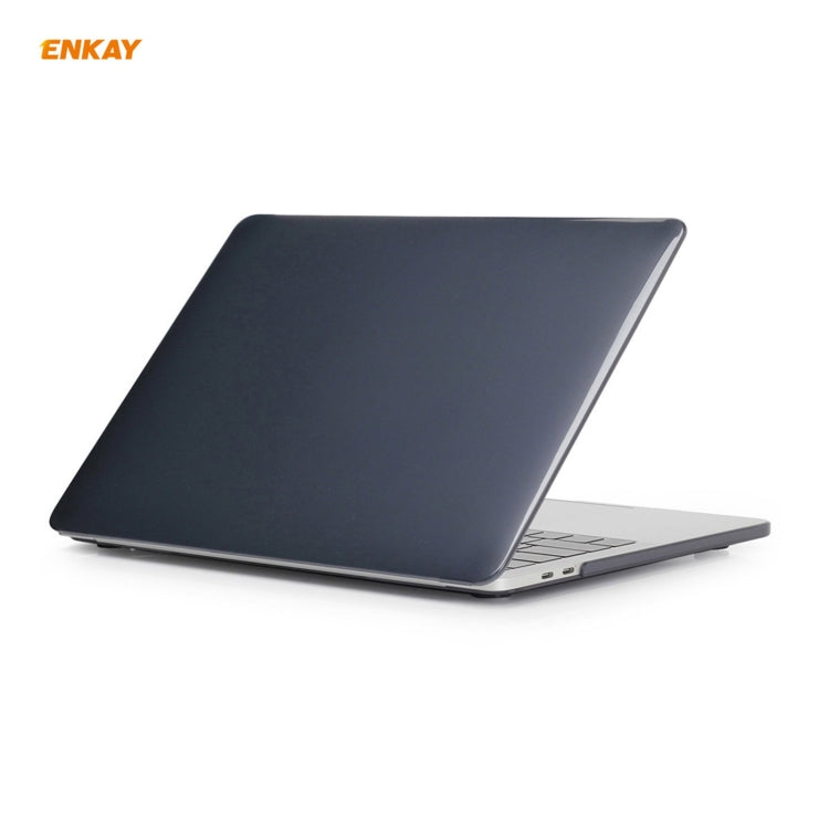 ENKAY 3 in 1  Crystal Laptop Protective Case + EU Version TPU Keyboard Film + Anti-dust Plugs Set for MacBook Pro 15.4 inch A1707 & A1990 (with Touch Bar)(Black) - HoMEdemic™ 