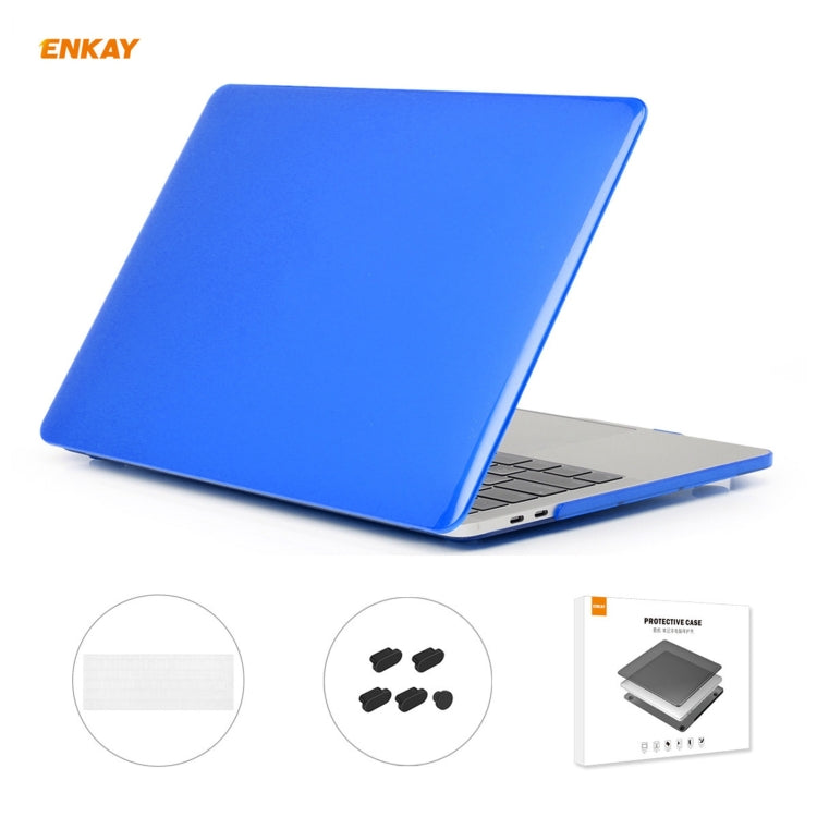 ENKAY 3 in 1  Crystal Laptop Protective Case + EU Version TPU Keyboard Film + Anti-dust Plugs Set for MacBook Pro 15.4 inch A1707 & A1990 (with Touch Bar)(Dark Blue) - HoMEdemic™ 