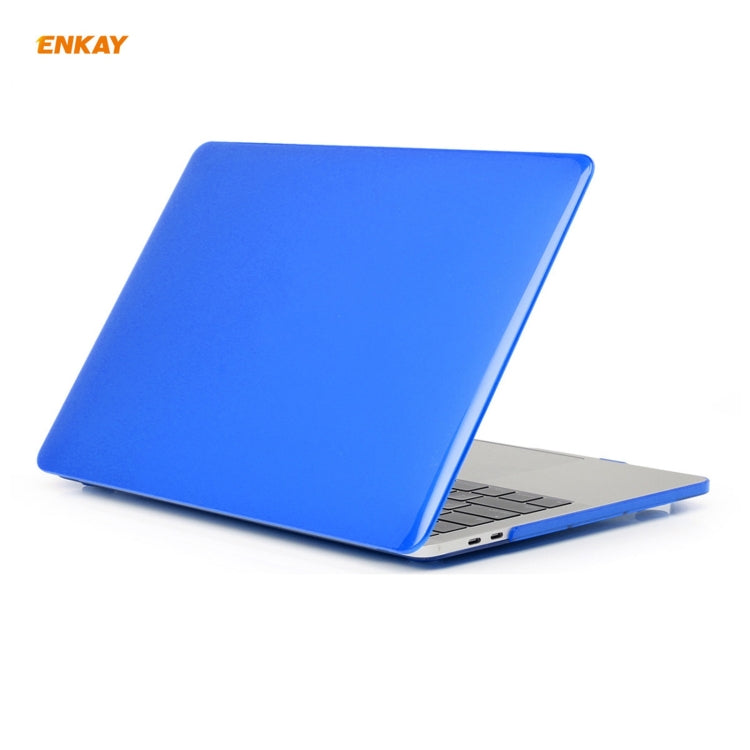 ENKAY 3 in 1  Crystal Laptop Protective Case + EU Version TPU Keyboard Film + Anti-dust Plugs Set for MacBook Pro 15.4 inch A1707 & A1990 (with Touch Bar)(Dark Blue) - HoMEdemic™ 