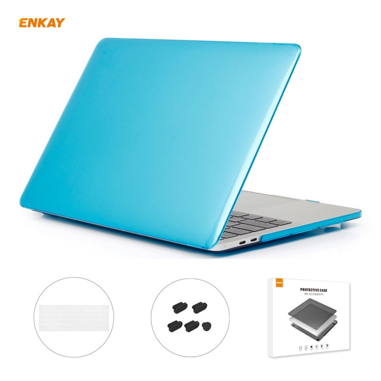 ENKAY 3 in 1  Crystal Laptop Protective Case + EU Version TPU Keyboard Film + Anti-dust Plugs Set for MacBook Pro 15.4 inch A1707 & A1990 (with Touch Bar)(Light Blue) - HoMEdemic™ 
