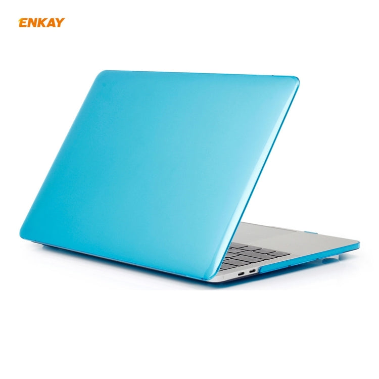 ENKAY 3 in 1  Crystal Laptop Protective Case + EU Version TPU Keyboard Film + Anti-dust Plugs Set for MacBook Pro 15.4 inch A1707 & A1990 (with Touch Bar)(Light Blue) - HoMEdemic™ 