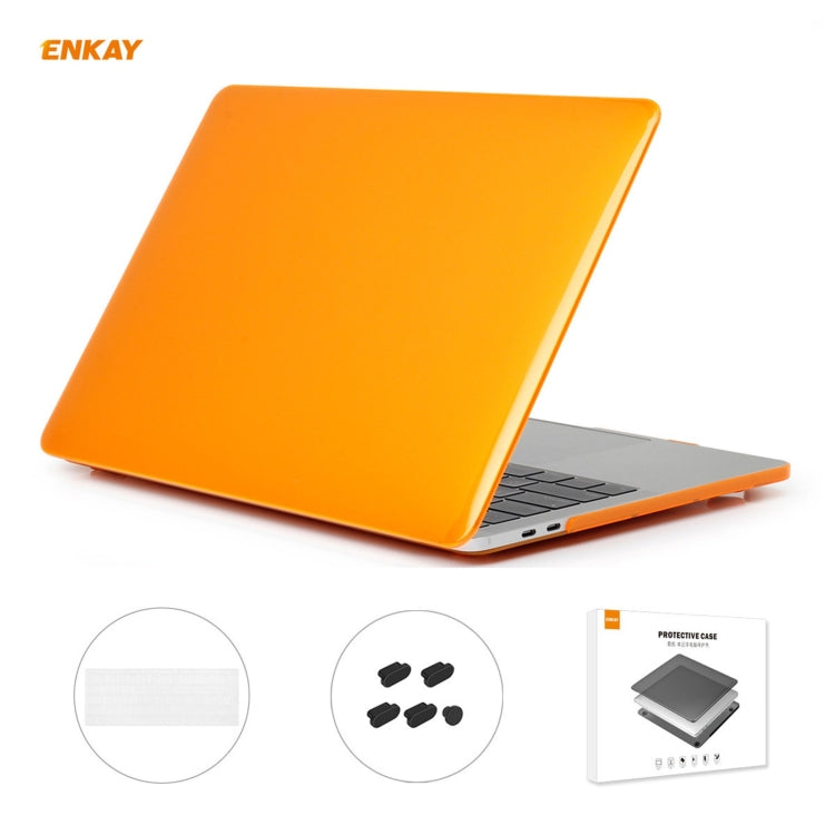 ENKAY 3 in 1  Crystal Laptop Protective Case + EU Version TPU Keyboard Film + Anti-dust Plugs Set for MacBook Pro 15.4 inch A1707 & A1990 (with Touch Bar)(Orange) - HoMEdemic™ 
