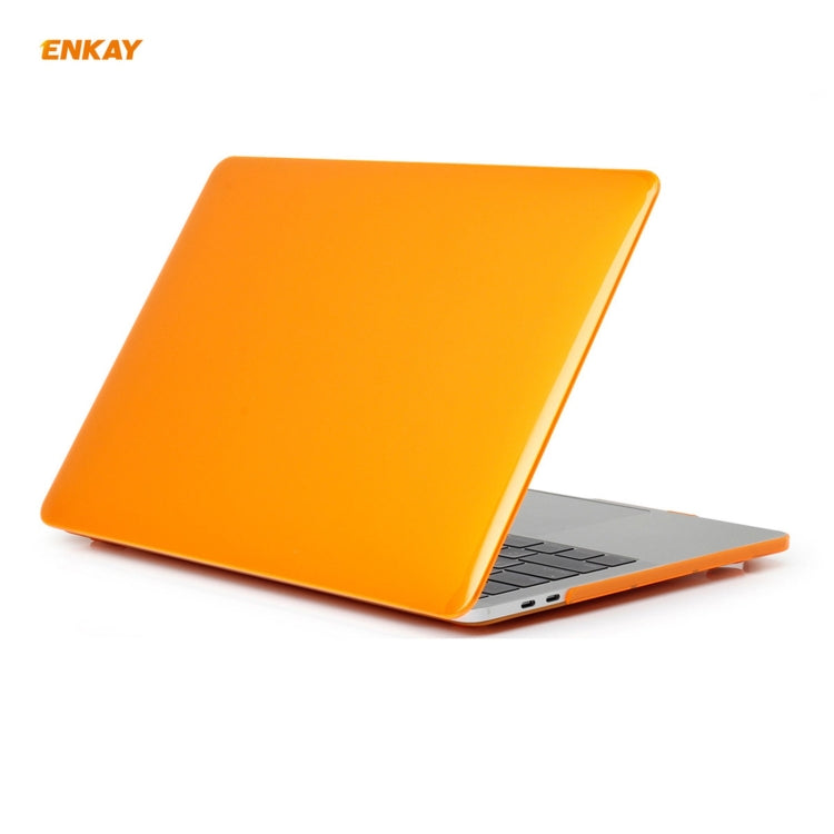 ENKAY 3 in 1  Crystal Laptop Protective Case + EU Version TPU Keyboard Film + Anti-dust Plugs Set for MacBook Pro 15.4 inch A1707 & A1990 (with Touch Bar)(Orange) - HoMEdemic™ 