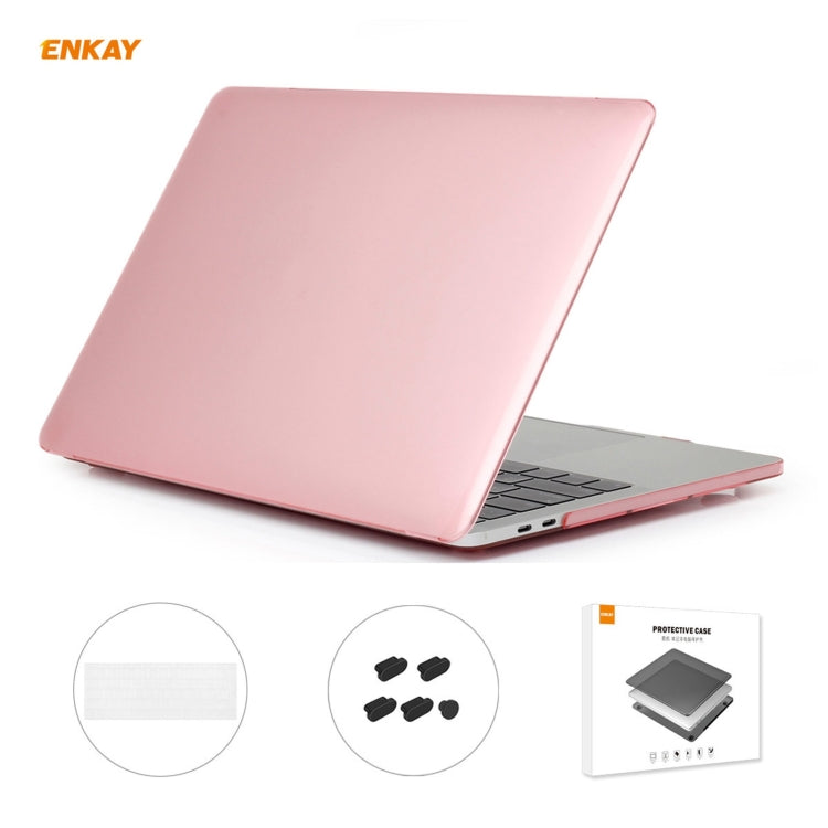 ENKAY 3 in 1  Crystal Laptop Protective Case + EU Version TPU Keyboard Film + Anti-dust Plugs Set for MacBook Pro 15.4 inch A1707 & A1990 (with Touch Bar)(Pink) - HoMEdemic™ 