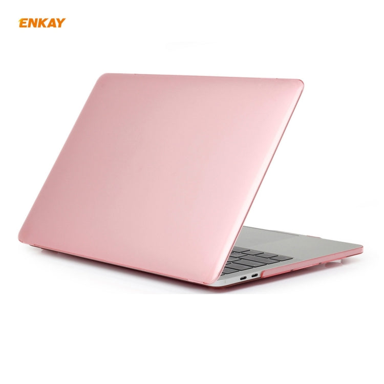 ENKAY 3 in 1  Crystal Laptop Protective Case + EU Version TPU Keyboard Film + Anti-dust Plugs Set for MacBook Pro 15.4 inch A1707 & A1990 (with Touch Bar)(Pink) - HoMEdemic™ 