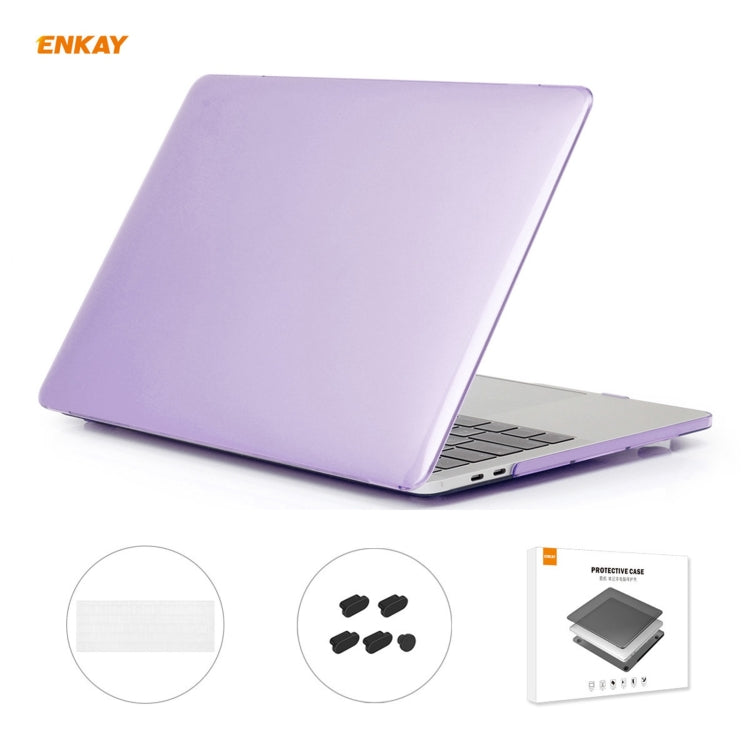 ENKAY 3 in 1  Crystal Laptop Protective Case + EU Version TPU Keyboard Film + Anti-dust Plugs Set for MacBook Pro 15.4 inch A1707 & A1990 (with Touch Bar)(Purple) - HoMEdemic™ 