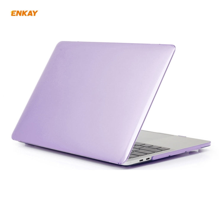 ENKAY 3 in 1  Crystal Laptop Protective Case + EU Version TPU Keyboard Film + Anti-dust Plugs Set for MacBook Pro 15.4 inch A1707 & A1990 (with Touch Bar)(Purple) - HoMEdemic™ 
