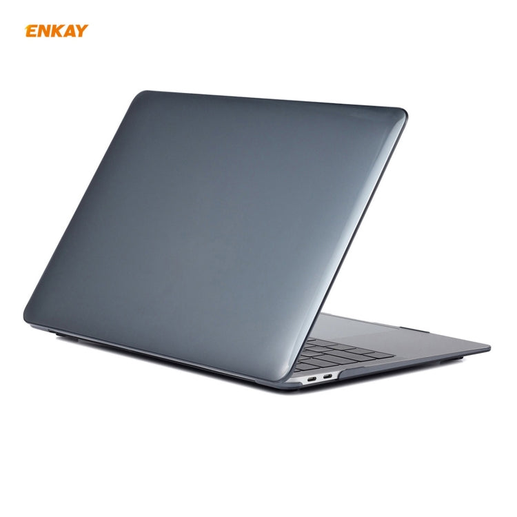 ENKAY 3 in 1 Crystal Laptop Protective Case + US Version TPU Keyboard Film + Anti-dust Plugs Set for MacBook Air 13.3 inch A1932 (2018)(Black) - HoMEdemic™ 