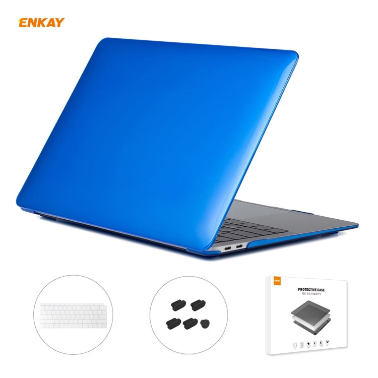 ENKAY 3 in 1 Crystal Laptop Protective Case + US Version TPU Keyboard Film + Anti-dust Plugs Set for MacBook Air 13.3 inch A1932 (2018)(Dark Blue) - HoMEdemic™ 