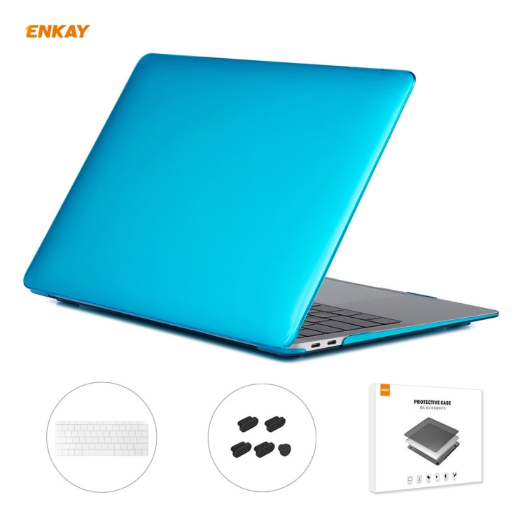 ENKAY 3 in 1 Crystal Laptop Protective Case + US Version TPU Keyboard Film + Anti-dust Plugs Set for MacBook Air 13.3 inch A1932 (2018)(Light Blue) - HoMEdemic™ 