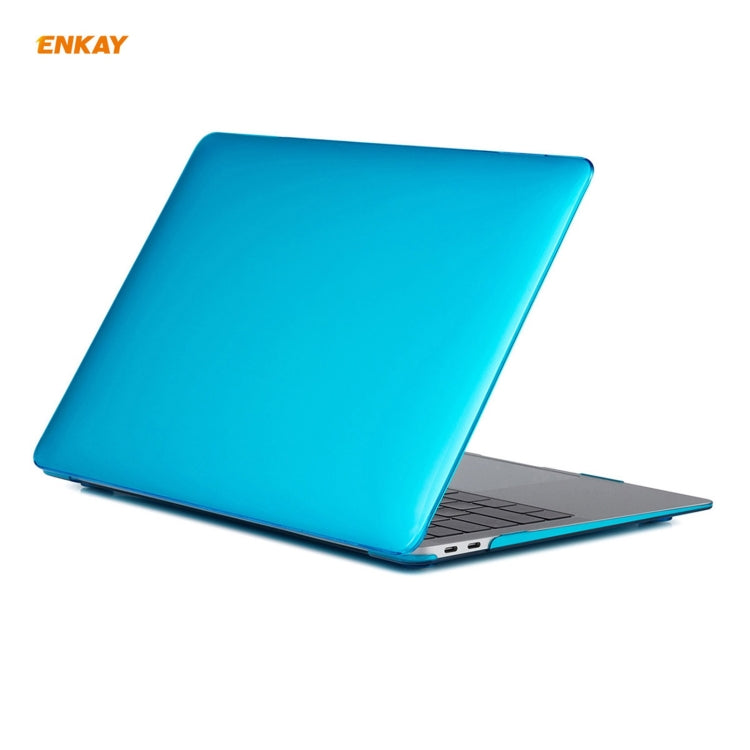ENKAY 3 in 1 Crystal Laptop Protective Case + US Version TPU Keyboard Film + Anti-dust Plugs Set for MacBook Air 13.3 inch A1932 (2018)(Light Blue) - HoMEdemic™ 
