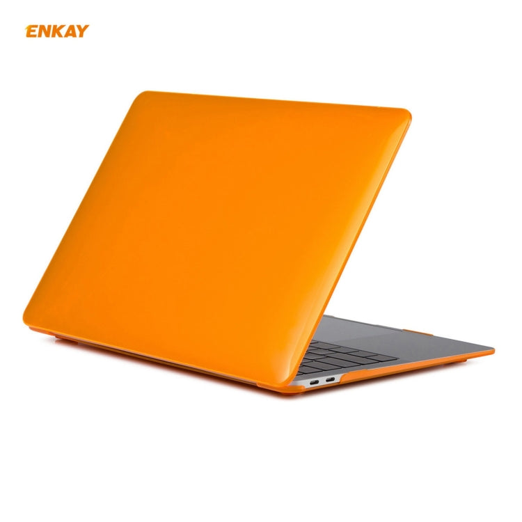 ENKAY 3 in 1 Crystal Laptop Protective Case + US Version TPU Keyboard Film + Anti-dust Plugs Set for MacBook Air 13.3 inch A1932 (2018)(Orange) - HoMEdemic™ 