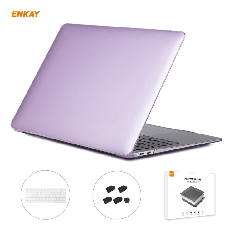 ENKAY 3 in 1 Crystal Laptop Protective Case + US Version TPU Keyboard Film + Anti-dust Plugs Set for MacBook Air 13.3 inch A1932 (2018)(Purple) - HoMEdemic™ 