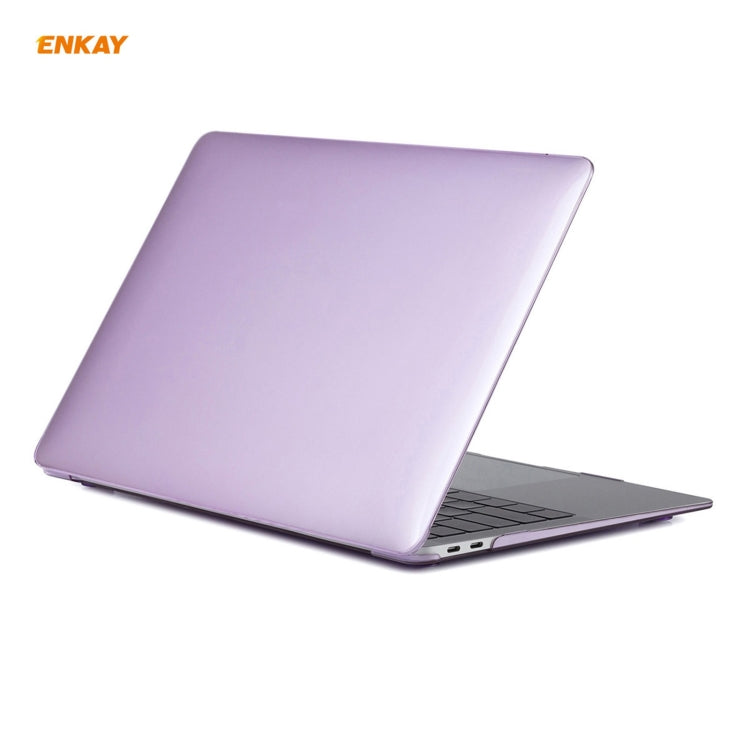 ENKAY 3 in 1 Crystal Laptop Protective Case + US Version TPU Keyboard Film + Anti-dust Plugs Set for MacBook Air 13.3 inch A1932 (2018)(Purple) - HoMEdemic™ 