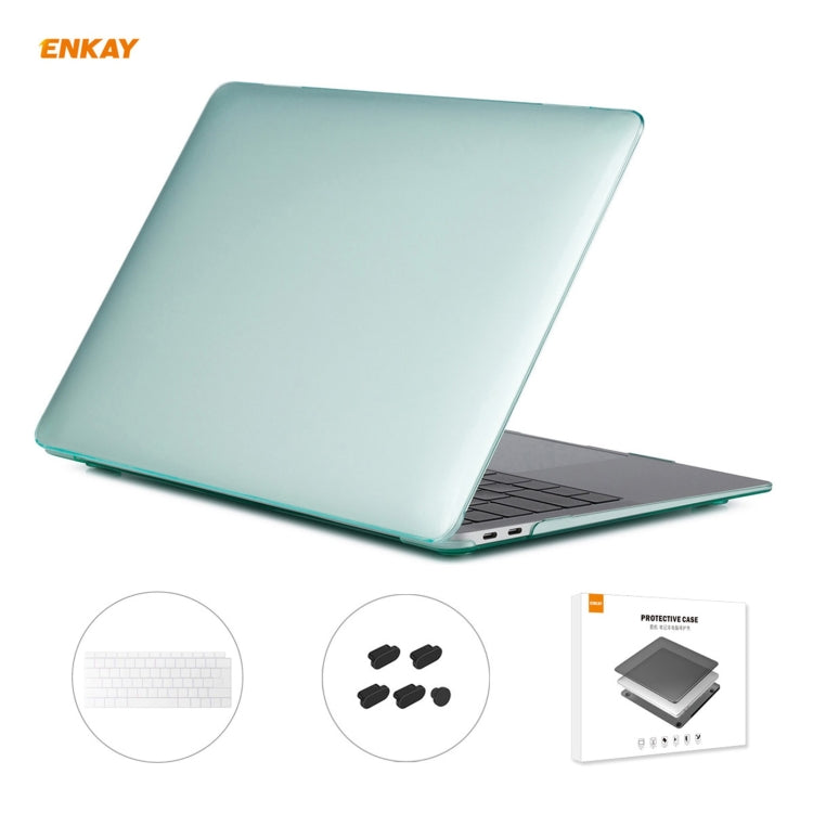 For MacBook Air 13.3 inch A1932 2018 ENKAY 3 in 1 Crystal Laptop Protective Case and EU Version TPU Keyboard Film and Anti-dust Plugs Set(Green) - HoMEdemic™ 