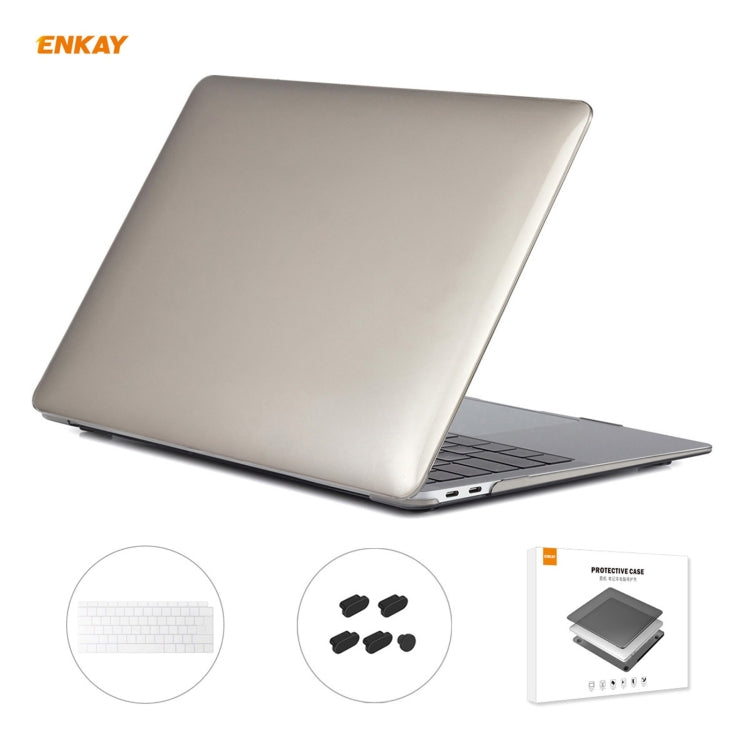 For MacBook Air 13.3 inch A1932 2018 ENKAY 3 in 1 Crystal Laptop Protective Case and EU Version TPU Keyboard Film and Anti-dust Plugs Set(Grey) - HoMEdemic™ 
