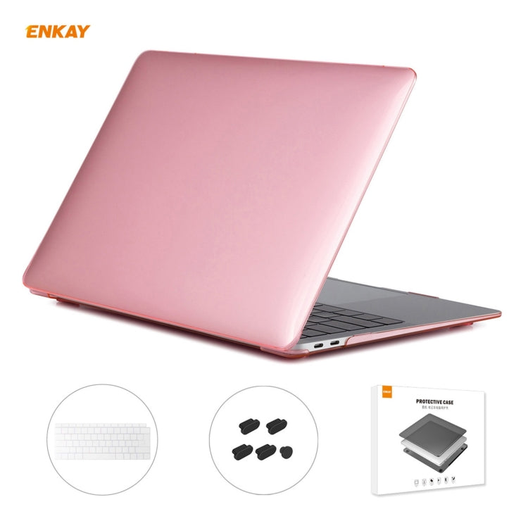 For MacBook Air 13.3 inch A1932 2018 ENKAY 3 in 1 Crystal Laptop Protective Case and EU Version TPU Keyboard Film and Anti-dust Plugs Set(Pink) - HoMEdemic™ 
