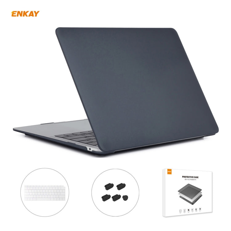 ENKAY 3 in 1 Matte Laptop Protective Case + US Version TPU Keyboard Film + Anti-dust Plugs Set for MacBook Air 13.3 inch A1932 (2018)(Black) - HoMEdemic™ 