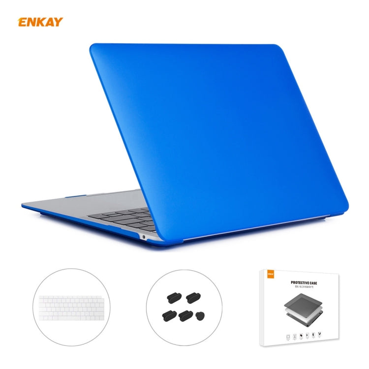 ENKAY 3 in 1 Matte Laptop Protective Case + US Version TPU Keyboard Film + Anti-dust Plugs Set for MacBook Air 13.3 inch A1932 (2018)(Dark Blue) - HoMEdemic™ 